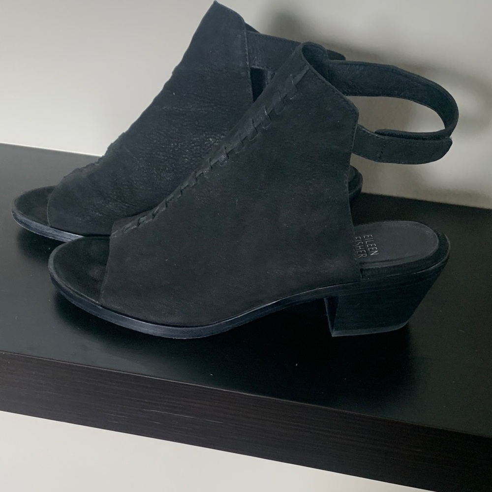 Eileen Fisher Black Suede Mules